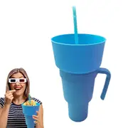 Cups with Lids and Straws Reusable Stadium Tumbler Popcorn Cup Snack Bowl Multifunctional Cup with Straw