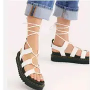 NWT Dr Marten's Nartilla White Lace Up Gladiator Platform Sandals Size 9