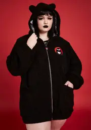 [Dolls Kill x Emily The Strange] Plus Don't Bother Meow Faux Fur Coat