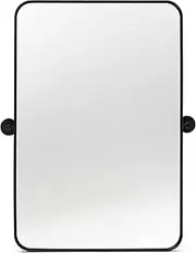 Minuover 20" x 30'' Pivot Rectangle Bathroom Mirror Tilting Beveled Black Metal Framed Vanity Mirrors for Wall (20" x 30", Matte Black)