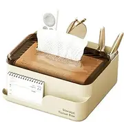 Tissue Box Cover, Napkin and Remote Control Organizer, Bathroom Tissue Holder with Storage, Tissue Box Storage Holder, Remote Control Holder for Bathroom, Multi-Functional Tissue Box Organizer