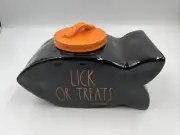 Rae Dunn Ceramic 5x10in Lick or Tricks Fish Canister BB02B21001
