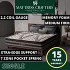 MC 2.2 SINGLE Size Bed Mattress Euro Top Pocket Spring 7 Zone Memory Foam 32CM