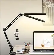 KGYMJR Double Head LED Desk Lamp, 80CM Wide Lighting Architect Desk Lamps for Home Office, 24W 5 Color Flexible Adjustable Lighting Eye Protection Modern Desk Lamp for Study Reading Drafting