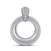 14k White Gold Round Diamond Circle Pendant 1/6 Cttw