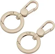 uxcell 2 Pcs Double Opening Snap Hooks Swivel Keychain Clasp Clips Metal Swivel Lobster Claw Clasp for Jewelry Making Crafts Backpack Bag Strap Phone Case, Light Brown