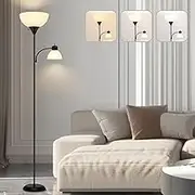 LED Floor Lamp with Remote Control, 3 Color Temperatures, Adjustable Brightness, Timer, Modern Floor Lamp Torch with Reading Light for Living Room, Bedroom, Office