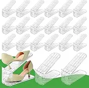 DEEKNAKA Shoe Slots Organizer, Clear Shoe Stacker for Closet Adjustable Shoe Rack Storage Space Saver,Shoes Display Shelf Shoe Holder for Organization,20 Pack