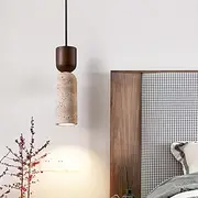 Stone Wood Modern Pendant Light, Natural Stone Crafted, Industrial Chandelier for Dining Bedroom Kitchen