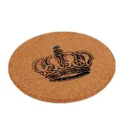 3Pcs Round Cork Coasters Cup Cushion Holder Drink Cup Place Mat Coffee Coasters Wooden Holder Pad Crown Pattern Cup Mat Round Cork Coaster, Size: 14.5*1cm