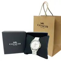 在飛比找Yahoo奇摩購物中心優惠-COACH 經典素面錶面編織果凍錶帶女用手錶禮盒贈紙袋(白)