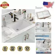 Hygienic Undermount Bathroom Sink with Overflow - Durable White Fireclay