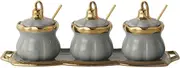 Ceramic spice jar， Ceramic Spice Jar with Lid Seasoning Jar Sugar Bowl Set Spice Storage Box Sugar Bowl Salt ShakerContainer Condiment Pots Can