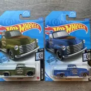 Hot Wheels Mighty Max Garage 52 Chevy Pickup Green Blue Lot Of Two
