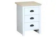 Design Square Ari Modern Bedside Nightstand End Lamp Side Table W/ 3-Drawers - Oak & White