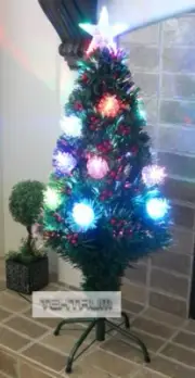 TEKTRUM 3FT CHRISTMAS COLOR FIBER OPTIC LIGHTS TREE W/ BERRIES, PINE CONES (28C)