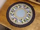 Blueberry Blue Brown 10" Round Placemat Trivet Earth Rugs, Braided Jute