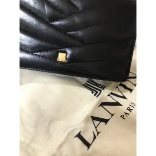 法國製🇫🇷 Lanvin 浪凡 古董包 側背包 黑方包 vintage 老件 復古