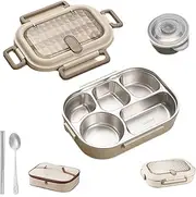 Microwaveable Stainless Steel Insulated Bento Box, Microwave Lunch Boxs, 1000/1500/2000ml Reusable Bento Lunch Box, Leakproof Lunch Container with Utensils (1500ml(5grid))