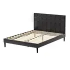 Artiss Bed Frame Double Bed Base LED Lights Charging Ports Black PU Leather RAVI