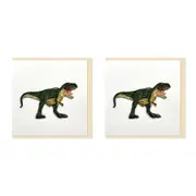 2x Boyle Handmade Paper Quilled 15x15cm Celebration Greeting Card Dinosaur T-Rex