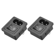C8-8 Plug Adapter AC250V 2.5A 2P 1mm Buckle IEC Inlet w 4p Switch 2pcs