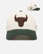 [New Era] New Era Chicago Bulls 'Chrome White Green' Corduroy Visor 9forty A-frame Snapback Chrome - Size ONE ONE Chrome