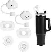 4pcs Spill Proof Stopper for Stanley, Silicone Spill Proof Stopper with 2pcs Cloud Straw Covers Reusable Spill Proof Plug Compatible with Stanley Cup 1.0 40/30oz