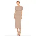 MAC DUGGAL Dress Size 4 Evening Gown Sequin Midi NEW Cream Mocha Pink