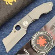 Spyderco Stovepipe CPM-20CV Stonewashed Cleaver Blade Titanium Handles C260TIP