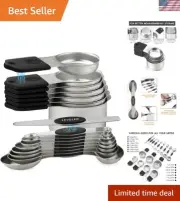 Magnetic 15-Piece Measuring Cup and Spoon Set - Non-Slip, Durable, Easy to Store
