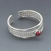 NEW Sterling Silver Braided Crystal Toe Ring