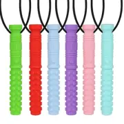 6PCS Silicone Texture Chew Necklace Baby Teether Autism Sensory Chew Pendant Ora