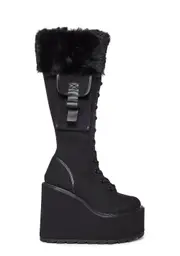 [Y.R.U.] Detention Platform Boots - Black Fur