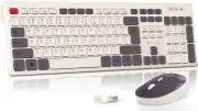 Wireless Keyboard and Mouse 2.4G Silent Full-Size 108 Keys Retro Computer Key...
