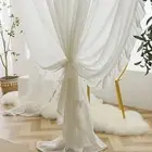 White Vintage Ruffle Tulle Curtains for Girls Bedroom Romantic Bay Window Drapes