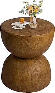 LEVEDE Round Side Table, Small Hourglass End Table, Vintage Terrazzo Coffee Tables, Bedside Table for Living Room, Bedroom, Office, Cafe, No Assembly Required (40 x 46cm, Brown)