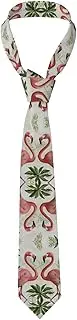 [CADREWY] Flamingos On White Print Soft Men Necktie Classic Tie For Weddings And Special Occasions Ties Business, Black