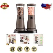 Ergonomic Electric Salt & Pepper Grinders with LED Light and Sturdy Storage Base