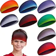 [Haull] Kids Sports Headbands Bandanas for Kids Athletic Headbands Boys Headband Breathable Running Headband Elastic Hairband for Girls Children Football Basketball Sports Exercise