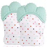 2 Pack Food Grade Silicone Teether Glove Baby Teething Mitten - Prevent Scrat...