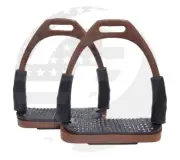 5 INCH HORSE FLEXIBLE SAFETY BROWN STIRRUPS RIDING BENDY IRON STEEL