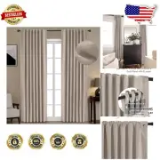 Solid Faux Linen Blackout Curtains 90”L - Perfect for Living Room or Nursery