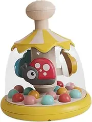 TTETTZ Press Carousel Toy Sensory Activity Toy Montessori Learning Educational Toy for Girls Boys, Yellow