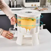 GGP Only A Cold Water Bottle Large Capacity Rotating Beverage Dispenser With Faucet, Multi Compartment Refrigerator Water Jug For Juice, Tea, And Drinks