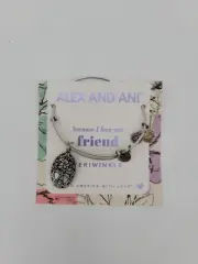 Alex and Ani Charm Bracelet Because I Love You Friend Periwinkle USA Made