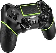 Wireless Controller Gamepad for PS4/PS4 Slim/PS4 Pro with USB Charge Cable with Vibration, Clickable Touchpad, Audio Function, Light Bar and Anti-Slip (Black Green)