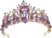 Ipetboom Pcs Bridal Queen Crown Tiara Purple Tiara Tangled Elegant Wedding Headband for Women