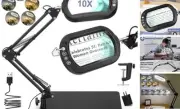 10X Square Magnifying Glass with Light and Stand, Real Glass LED Lighted