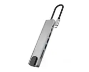 HUB Adapter 8 in 1 Aluminum Alloy USB-C Hub 4K 30HZ HD USB 3.0 Adapter Portable Laptop PD Charging SD TF Card Reader RJ45 - 2